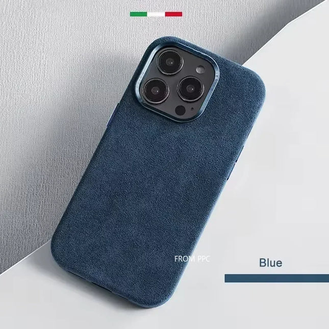 MilanoLux Fur Flip MagSafe Case for iPhone 17/16/15 Pro Max Suede Leather Luxury Cover