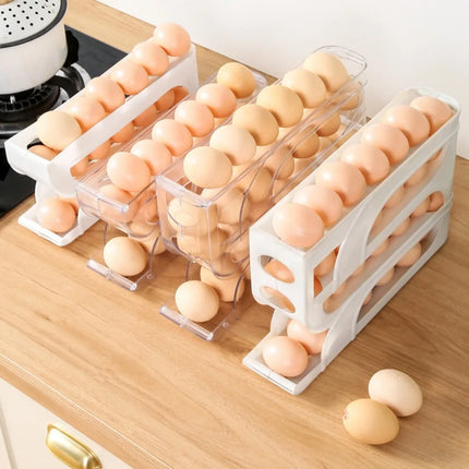 3/4 Tier Automatic Egg Roller Storage Rack Large Capacity Organizer
