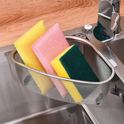TriDrain Sink Basket Stainless Steel Corner Strainer Kitchen Storage Rack