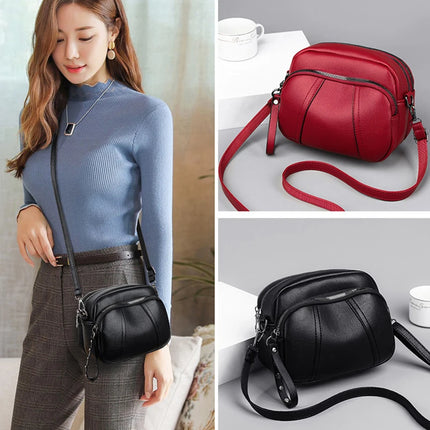 Women Rivet Crossbody Phone Bag Soft Leather Small Square Shoulder Bag Zipper Purse