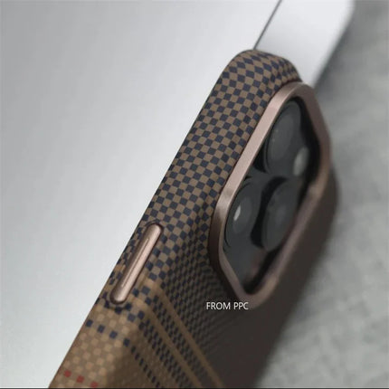 OKEYWOW MagSafe iPhone 16/15/14 Pro Max carbon relief matte hard PC case with camera lens protection and magnetic charging compatibility