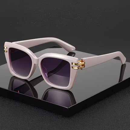 Retro Cat-Eye Metal Accent Sunglasses