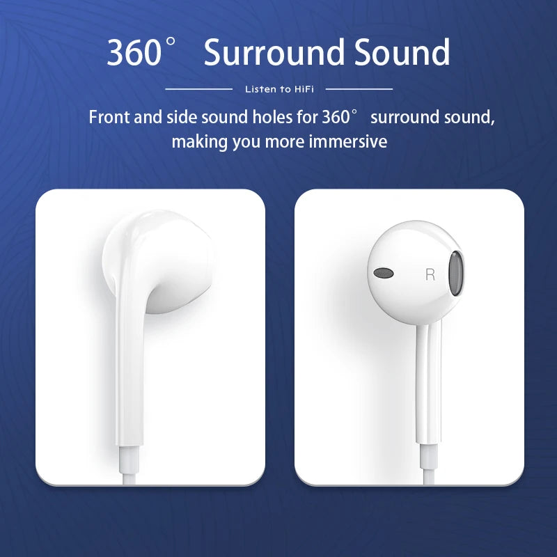 Wired Earphone 3.5mm Type C In-Ear With Microphone Headphone For Samsung Xiaomi Huawei Oneplus For iphone ios Smartphone Earbuds