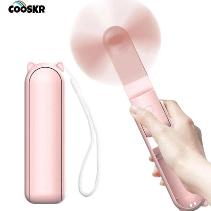 Portable Mini Handheld Fan USB Rechargeable 3-Speed with Power Bank