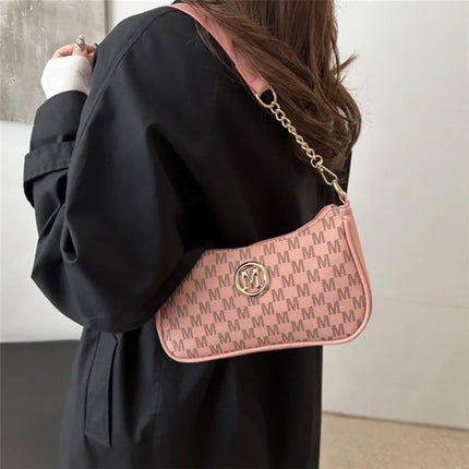 Vintage M Letter Crossbody Bag PU Leather Shoulder Messenger Tote Handbag Purse