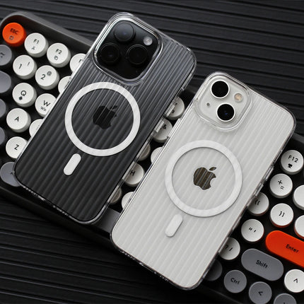 Corrugated Clear MagSafe Case for iPhone 17/16/15/14/13/12 Pro Max Matte Hard Cover