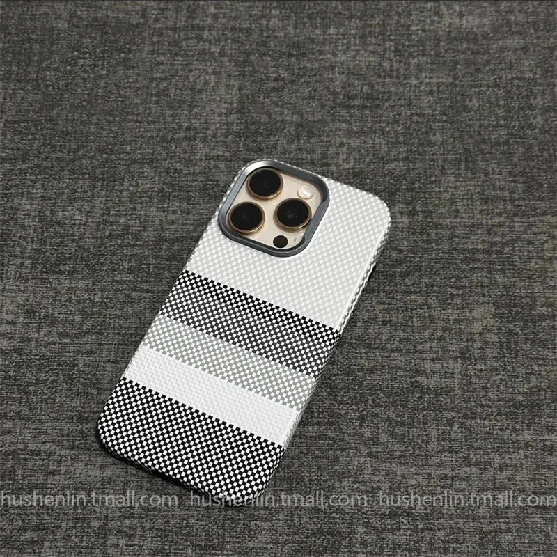 2026 New Mountain Relief Carbon Case for iPhone 16 15 Pro Max MagSafe Back Cover Hard PC Buttons Frame Protective Phone Shell