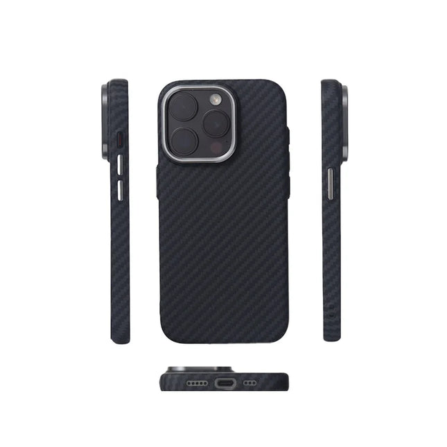 AeroForge MagSafe Case for iPhone 17/17 Pro Max/16/15/14/13 Alloy Lens 3D Relief Carbon Texture PC Cover