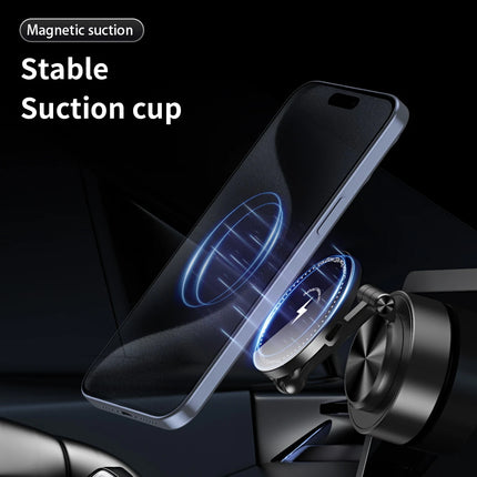 AutoGrip Dual Side Magnetic Car Phone Holder Vacuum Mount Wireless Charging 360° Rotation Stand
