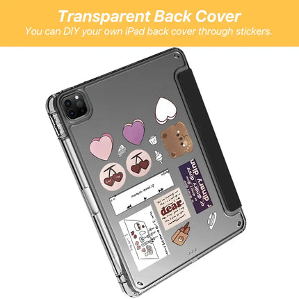 Transparent protective case for iPad Air 4/5, Pro 11, 9th gen, 10.2, and 9.7-inch models by okeyWOW, showing the case on an iPad. iPad Air 4/5 Pro 11 9th Gen 10.2 (7th/8th/9th 2019–2021) 9.7 (5th/6th) Transparent Protective Case  ipad-case-for-air-4-5-pro-11-9th-generation-accessories-for-ipad-10-2-7th-8th-9th-2018-9-7-5th-6th-transparent-cover-funda-to-protect-your-device