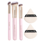 Velora Beauty 3pcs Makeup Brush + 2pcs Powder Puff Set Concealer Eyeshadow Blending Tools
