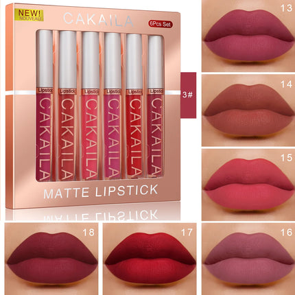 Velora Beauty 6pcs Lip Gloss Set Liquid Matte Velvet Waterproof Long Lasting Lipstick