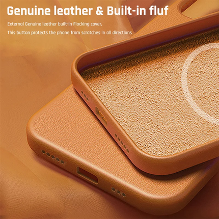 LuxeMag Leather Case for iPhone 15/14/13 Pro Max Plus Mini MagSafe Wireless Charge Animated Cover