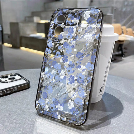 OKEYWOW flower design soft clear shockproof iPhone case for iPhone 11 to 17 Pro Max and XR XS SE, showing floral pattern and transparent cover.