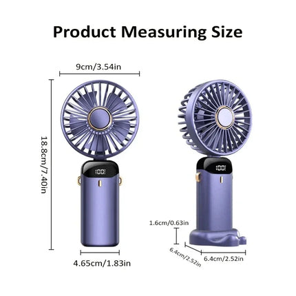 Portable Mini Handheld Fan USB Rechargeable 5-Speed with Phone Stand