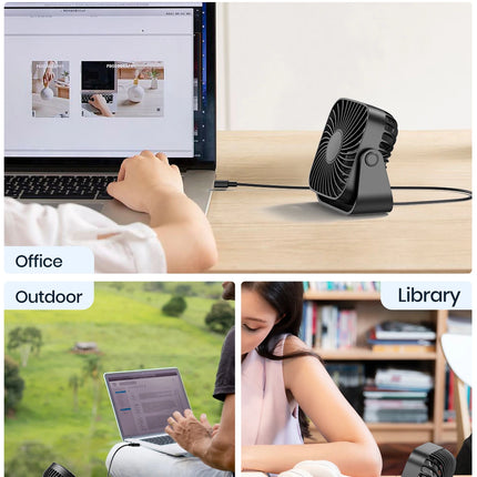 TOPK 4 Inch USB Portable Desk Fan 3 Speed Quiet Cooling Fan