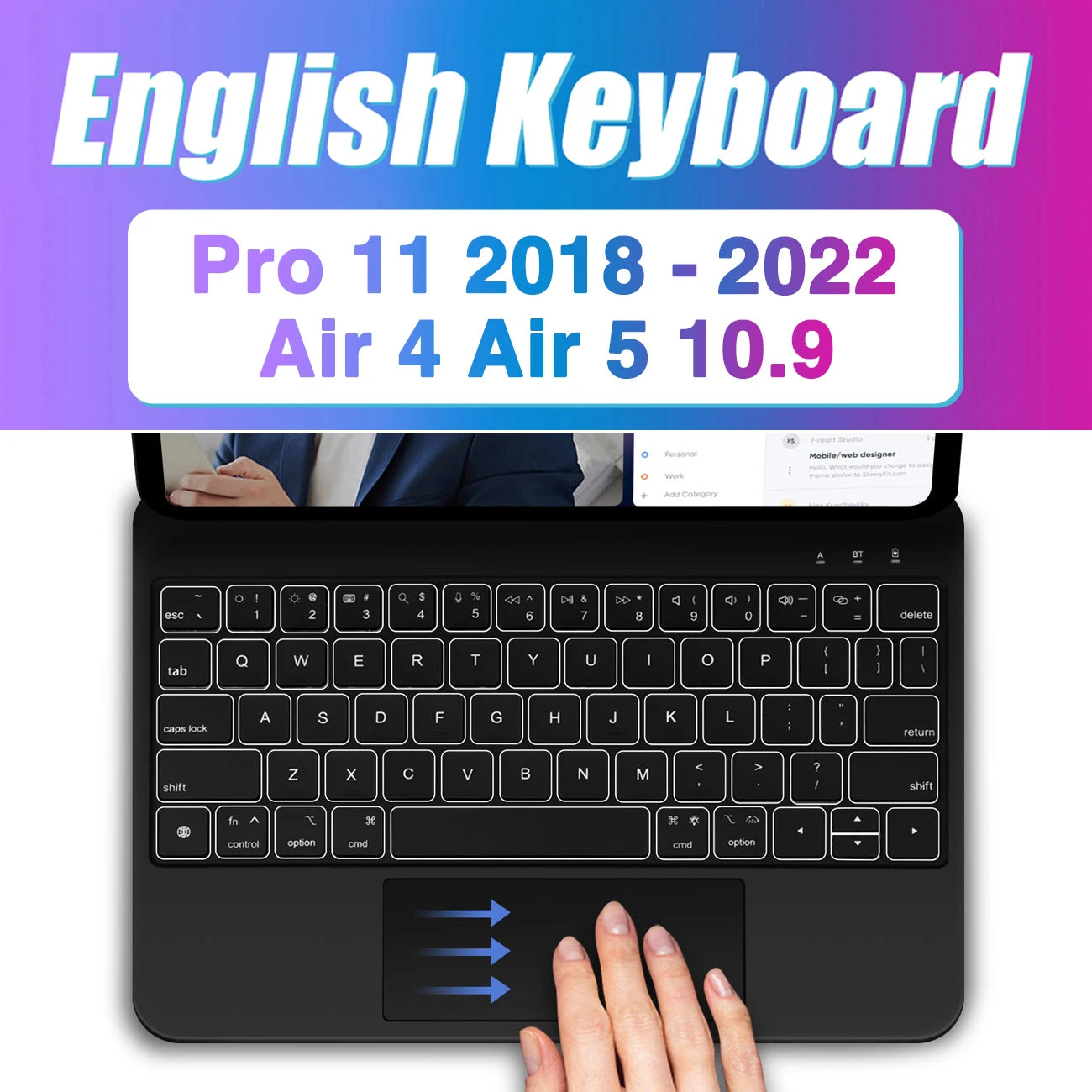 Backlight Magic Keyboard for iPad Pro 11 (2022) and 10th Generation, Keyboard Folio for Enhanced Typing Experience.