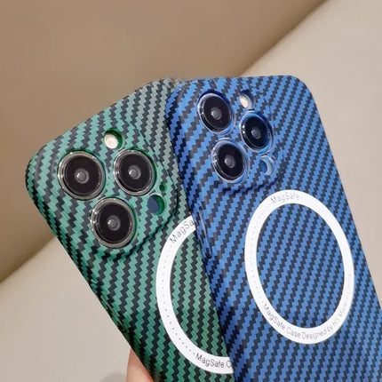 OKEYWOW iPhone carbon fiber case with ultra-thin design, hard back cover, camera protection for models 11 to 17 Pro Max, XR, XS.