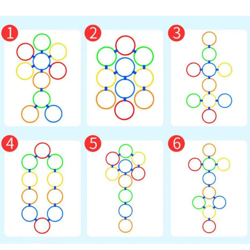 Outdoor Lattice Jump Ring Set: Physical Training Sport Toys for Kids, Includes 10 Hoops and 10 Connectors for Park Play - Boys & Girls