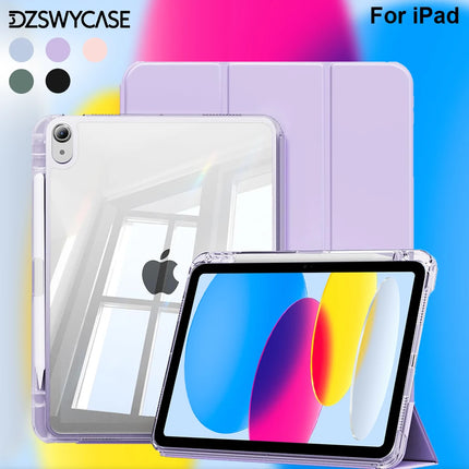 Clear iPad Case with Pencil Holder Air 11/13 M2 M3 Pro 11/12.9 M4 10th/11th Gen Cover