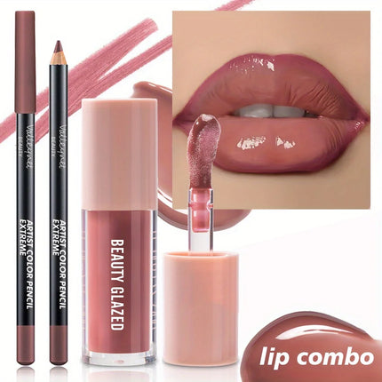 Velora Beauty 2pcs Velvet Lip Set Lip Liner & Lip Glaze Waterproof Long Lasting Matte