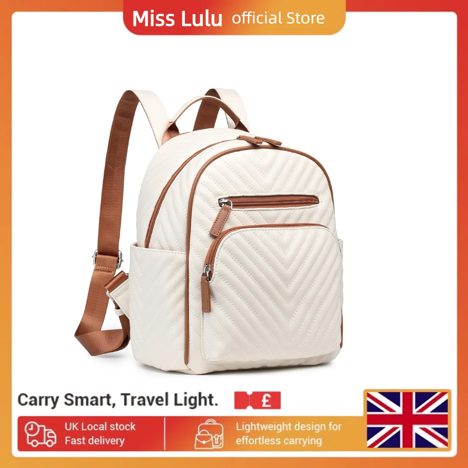 Miss Lulu Women's Fashion Backpack - PU Leather Anti-Theft Rucksack, Waterproof Mini Daypack for Girls