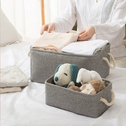 OKEYWOW multi-purpose storage basket for laundry, toys, clothes, socks, and books, made of durable fabric with sturdy handles.