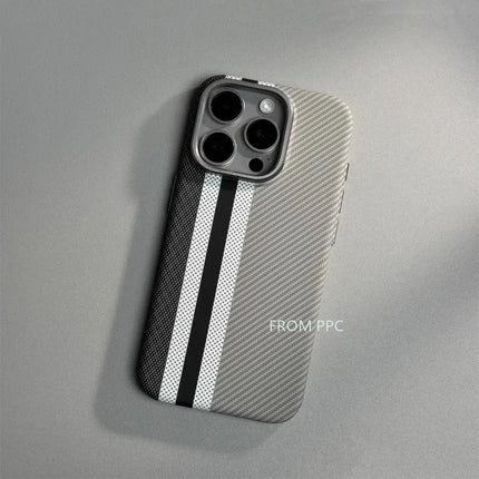 OKEYWOW iPhone 16/15/14 Pro Max carbon fiber magnetic MagSafe case with wireless charging compatibility and camera ring armor cover.
