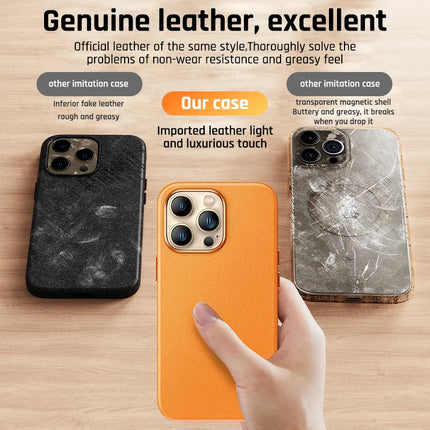 LuxeMag Leather Case for iPhone 15/14/13 Pro Max Plus Mini MagSafe Wireless Charge Animated Cover