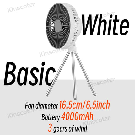 All-in-One Camping Air Fan with Power Bank & LED Light – Portable Rechargeable Circulator (10000mAh/4000mAh)