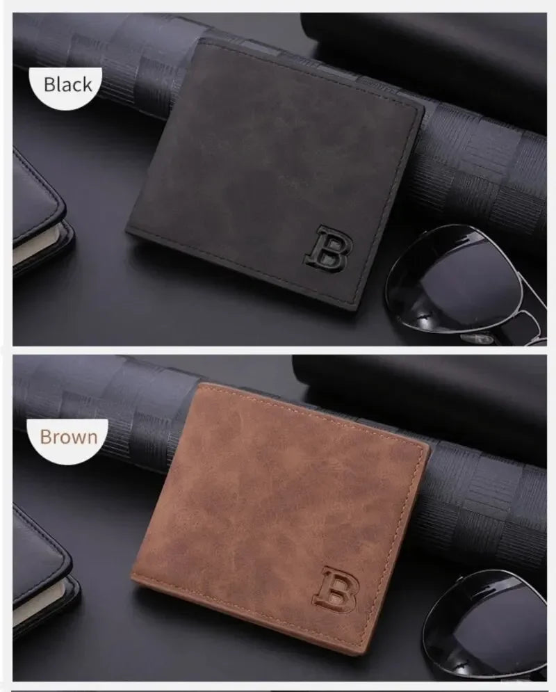 Men Short Wallet with Zipper Coin Pocket Fashion Soft Leather Men Horizontal Slim Money Purses Multifunctional Small Wallets