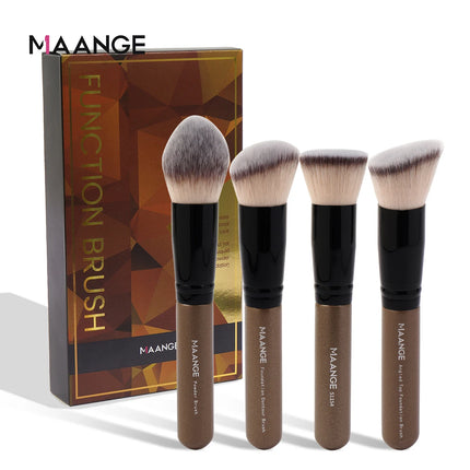 Velora Beauty 4pcs Makeup Brush Set with Case Foundation Concealer Powder Soft Dense Bristles