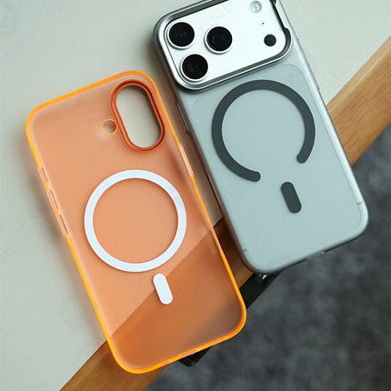 FrostLine Magnetic Armor Case for iPhone 17/16/15 Pro Max Metal Lens Slim PC Cover