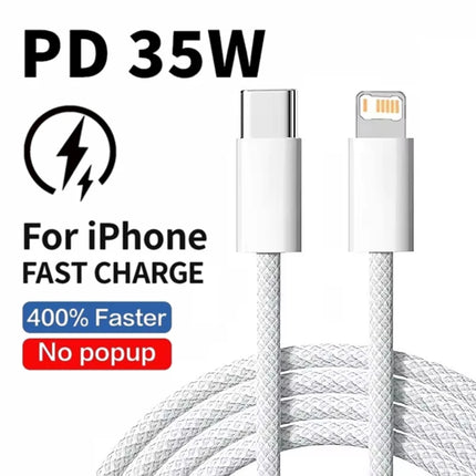 35W Fast Charging USB-C to Lightning Cable iPhone 14/13/12/11/X Quick Charge Braided 1m/2m - OKEYWOW