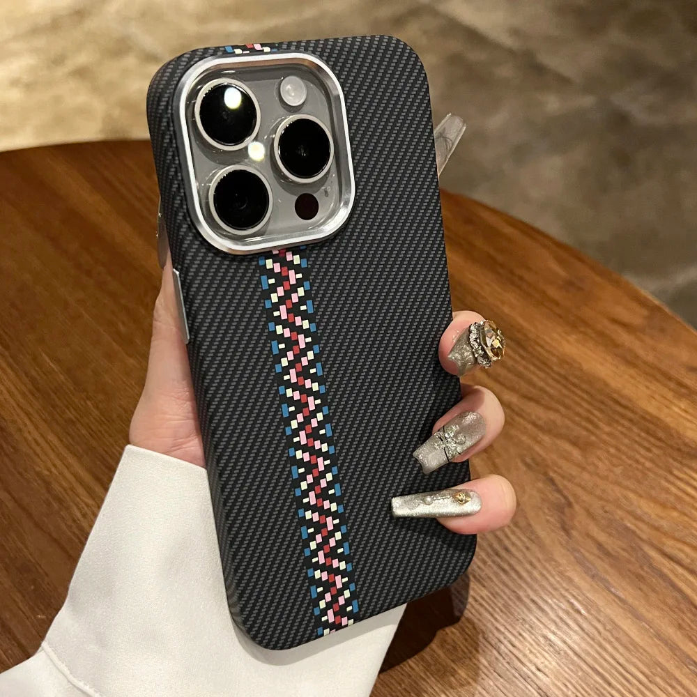 Luxury Carbon Fiber Pattern for Magsafe Magnetic Case for iPhone 15 14 Plus 13 12 11 Pro Max Wireless Charge Hard PC Matte Cover