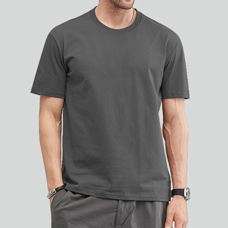 Good Quality Men's T-Shirts: Enjoy the summer sale with these cotton male T-shirts. Featuring short sleeves, basic plain tops, and available in oversize 5XL for a comfortable fit.