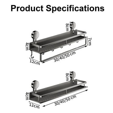 GripMount Bathroom Shelf Aluminum Suction Wall Rack No Drill Toilet Organizer