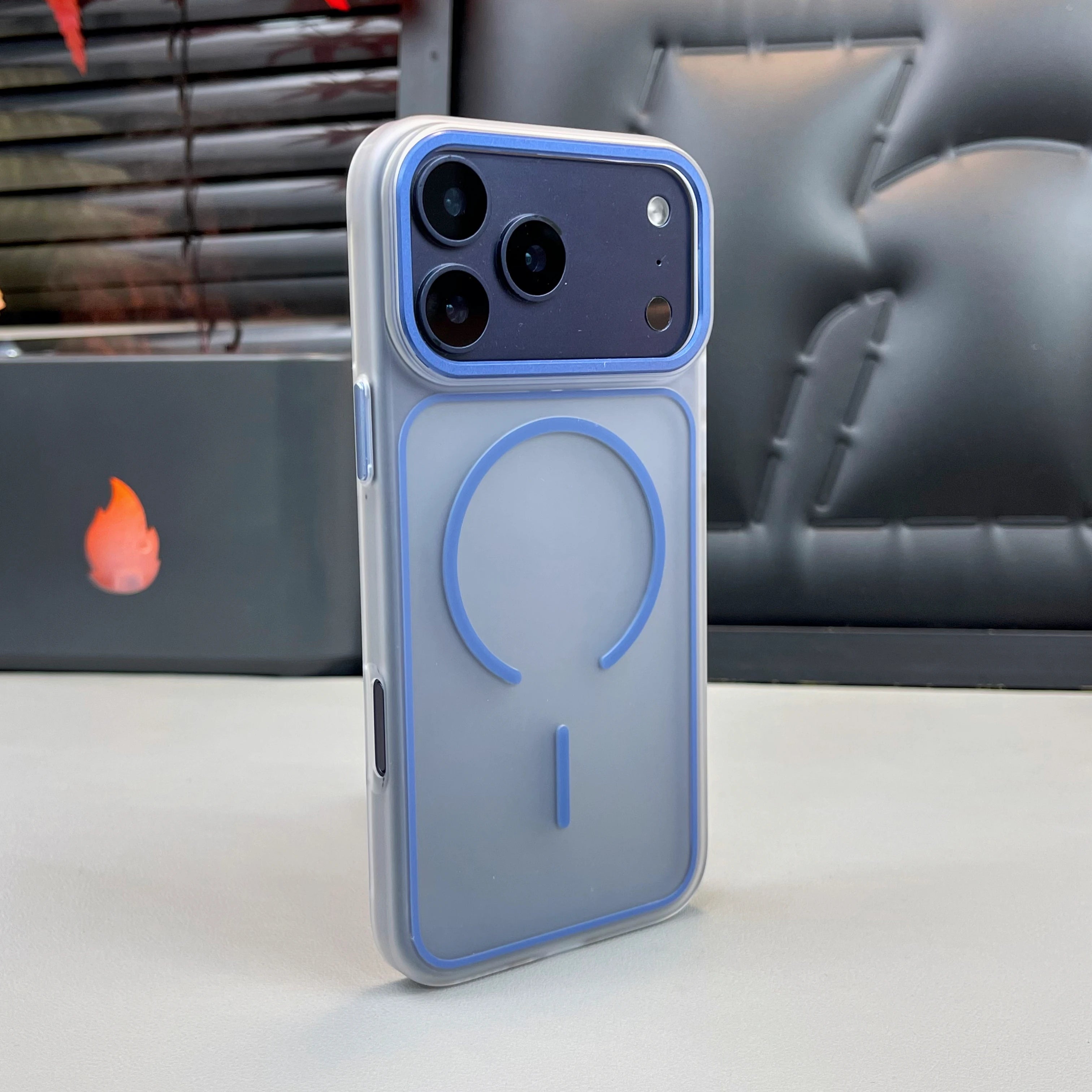 Luxury Translucent Matte Frosted PC Phone Case with Metal Button for iPhone 15/16/17 Air/17 Pro Max – MagSafe Magnetic Cover