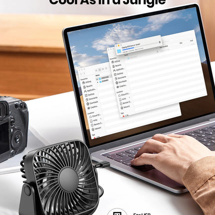 TOPK 4 Inch USB Portable Desk Fan 3 Speed Quiet Cooling Fan