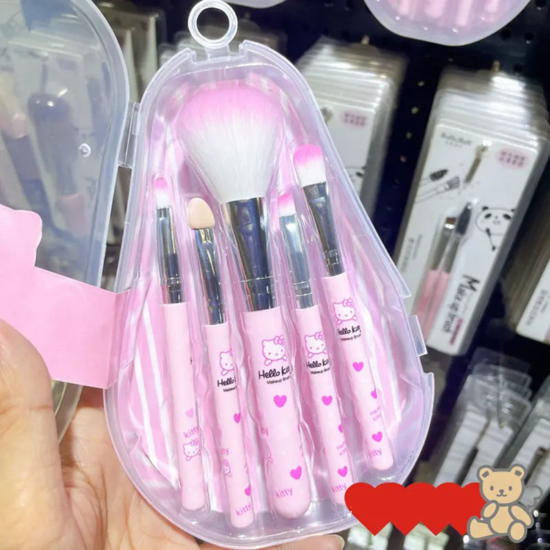 Sanrio Hello Kitty Makeup Brush Set: Anime Fashion Jewelry Blush, Eyebrow, Lip, Eyeshadow Brushes - Beauty Tools Girls' Gift with Box