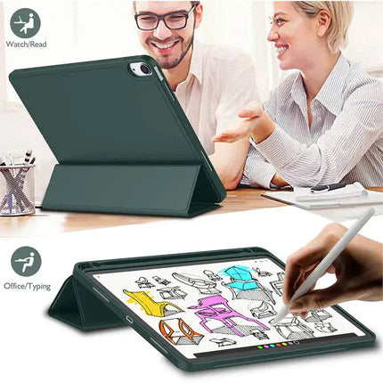 OkeyWOW iPad Pro and Air Pencil Holder Case with protective cover for 9.7 to 12.9-inch models, shown in black with pencil slot. iPad Pro 12.9 11 10.5 10.2 Air 4/5 10th Gen 10.9 Pencil Holder Case 9.7 2017/2018 Protective Cover  ipad-case-with-pencil-holder-for-ipad-pro-12-9-11-10-5-10-2-ipad-air-5th-4th-10th-generation-10-9-ipad-air-1-2-6th-9-7-2017-2018-keep-your-device-secure-with-convenient-pencil-storage