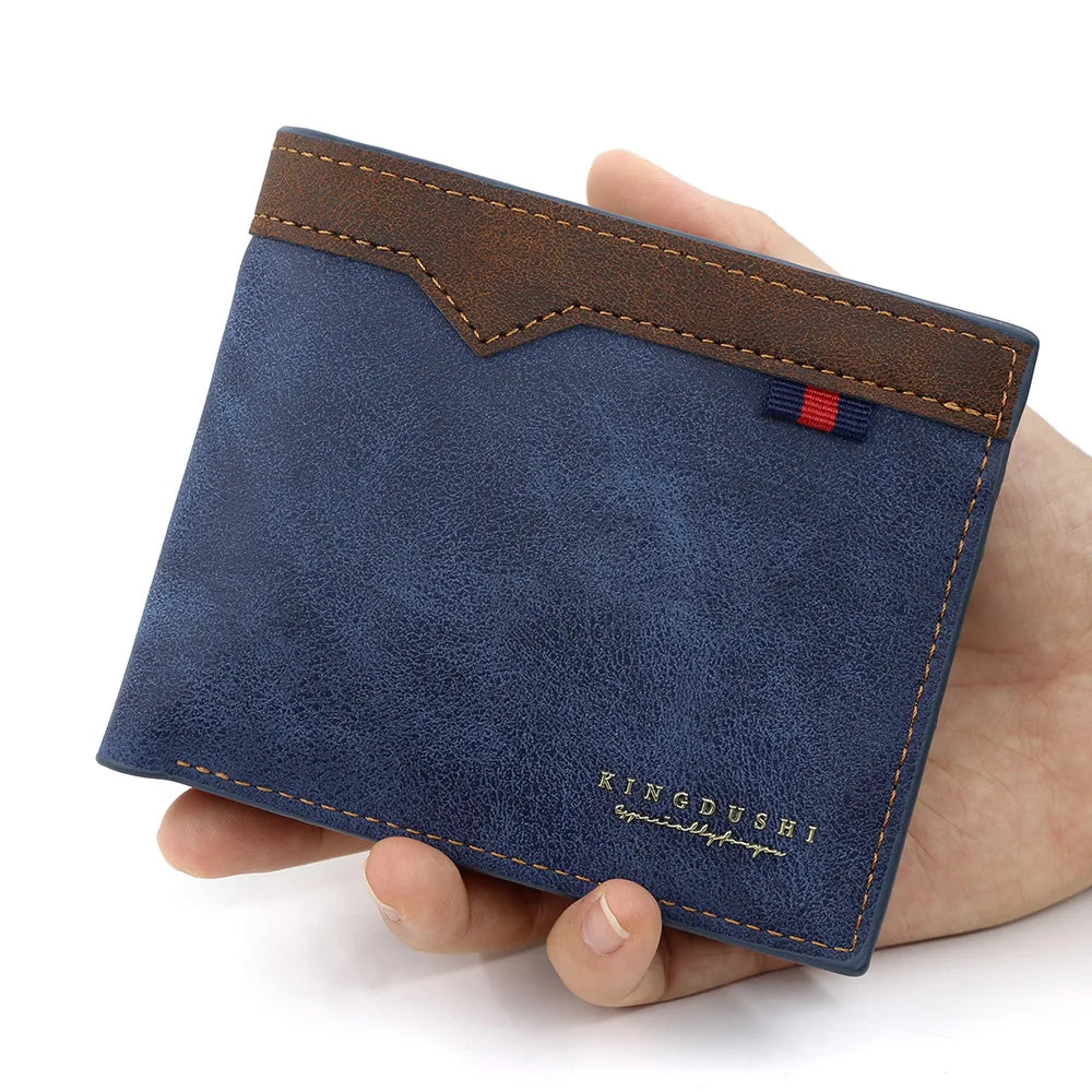 2025 New Men's Bifold Short Wallet Fashionable Minimalist Casual Multi Slot Purse Large Capacity Zipper Man Wallet with Coin Bag