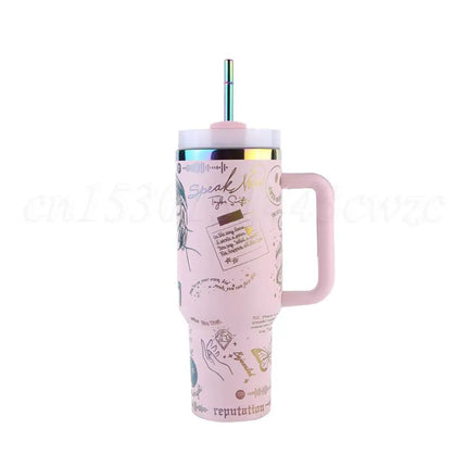 ThermoRide 40oz Stainless Steel Car Mug Vacuum Insulated Travel Tumbler with Straw