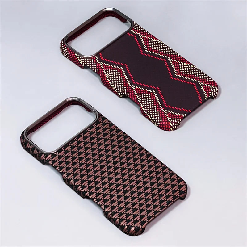 iPhone 14/15/16/17 Pro Max/Air Case Carbon Fiber Abstract Geometric for MagSafe Cover Camera Alloy Armor Military Shockproof