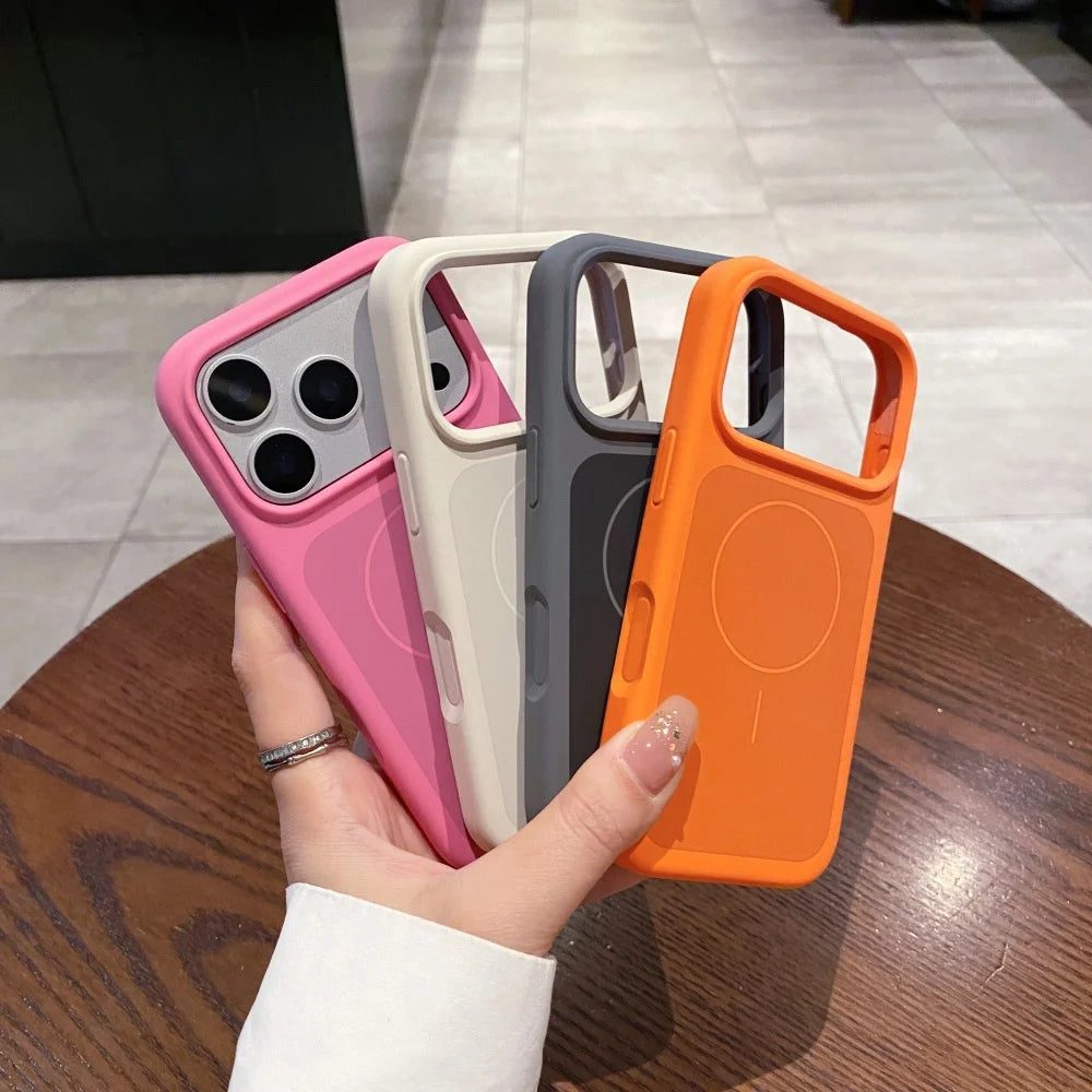 Original Pure Color Liquid Silicone MagSafe Case for iPhone 17/17 Pro/17 Pro Max – Large Window, Skin-Feel, Shockproof Cover