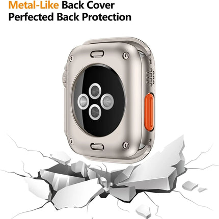 Apple Watch screen protector case by OKEYWOW, PC bumper for Series 9, 4, SE with ultra look, fits 45mm to 40mm models.