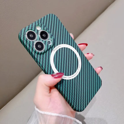 OKEYWOW iPhone carbon fiber case, ultra-thin hard back cover with camera protection for iPhone 11 to 17 Pro Max, XR, XS models.