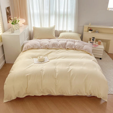 OKEYWOW solid color brushed fabric bedding set with duvet cover, pillowcases, bed sheet, and quilt cover in various sizes