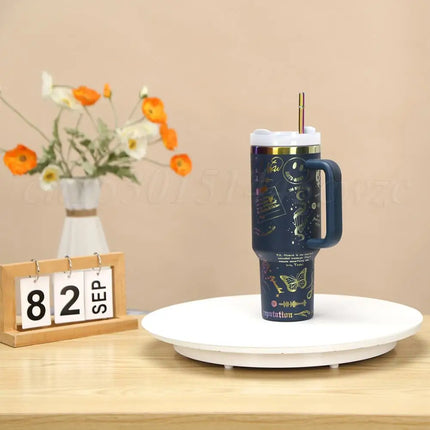 ThermoRide 40oz Stainless Steel Car Mug Vacuum Insulated Travel Tumbler with Straw