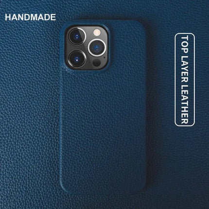 OkeyWOW luxury genuine leather business case for iPhone 11-15 Pro Max, stylish protective phone cover with sleek design